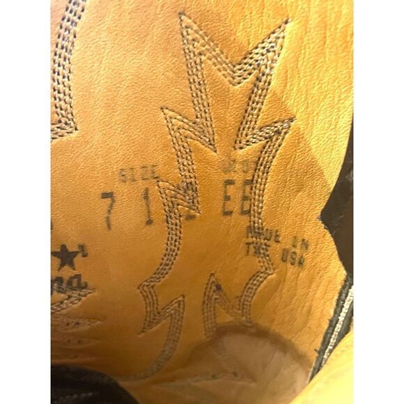 Tony Lama #05226 Black Leather Ostrich Toe Western Pointed Men’s Boots SZ 7.5 EE - Picture 12 of 13